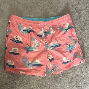 Goodfellow & CO Pink Floral Nautical Swim Shorts Drawstring & Pockets Size XL